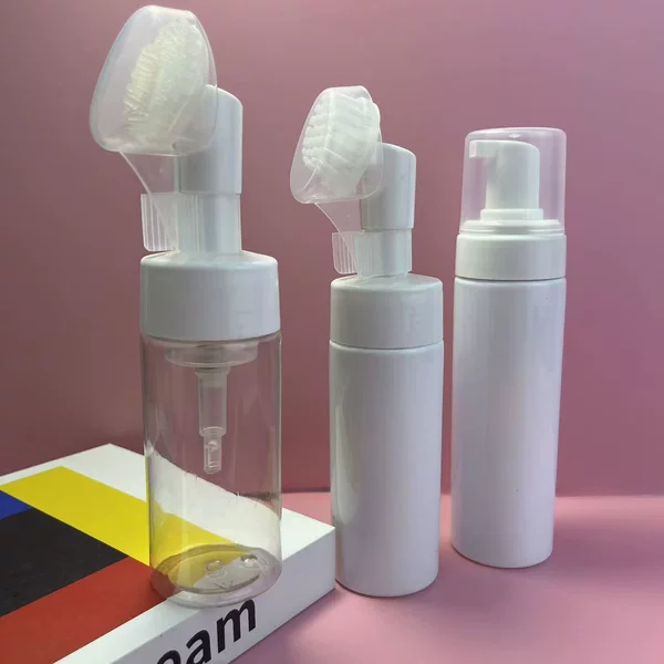 120Ml150Ml200Ml Mousse Foam Bottle Pet down Jacket Cleaner Bottle Silicone Brush Head Foaming Plastic Bottle