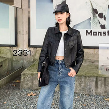 海宁百搭休闲真皮皮衣女高端时髦翻领短款小外套时尚独特洋气上衣