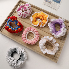 法式浪漫毛线钩织针织拼接发圈DIY手工后脑勺扎丸子头手环配件