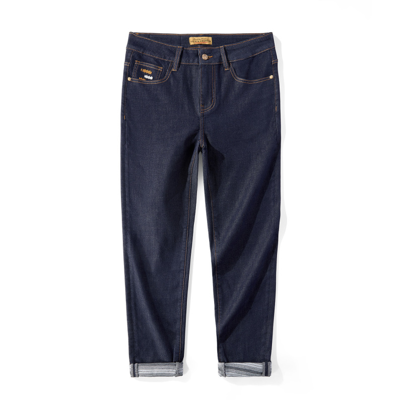 Spring and Summer New Style Denim Raw Jeans for Men, Blue Striped Washed Printed Denim Cropped Pants, Men's Slim-Fit Pants Spring and Summer New Style Denim Raw Jeans for Men, Blue Striped Washed Printed Denim Cropped Pants, Men's Slim-Fit Pants