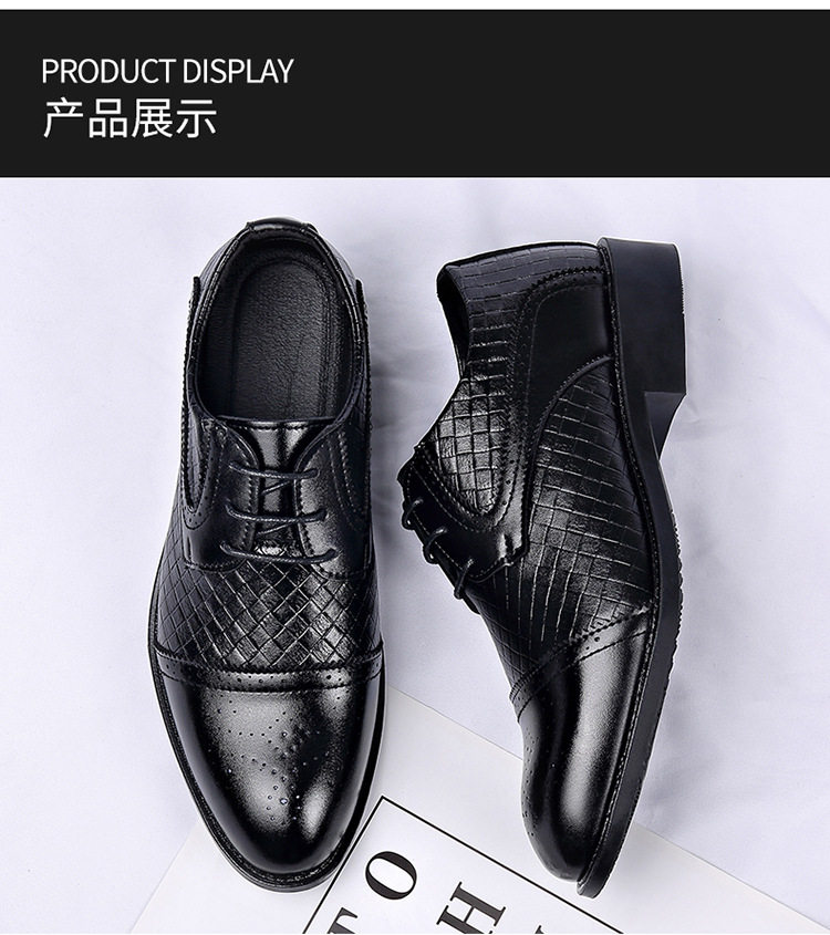 Giày da nam công sở mũi nhọn đế cao su, kiểu dây buộc, gót thấp 1–3 cm — 2Z107 Màu đen chi tiết 17