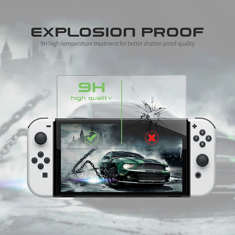 Подходящая стальная пленка OLED для Nintendo Switch, полноэкранная защитная пленка Nintendo HD, игровые аксессуары NS