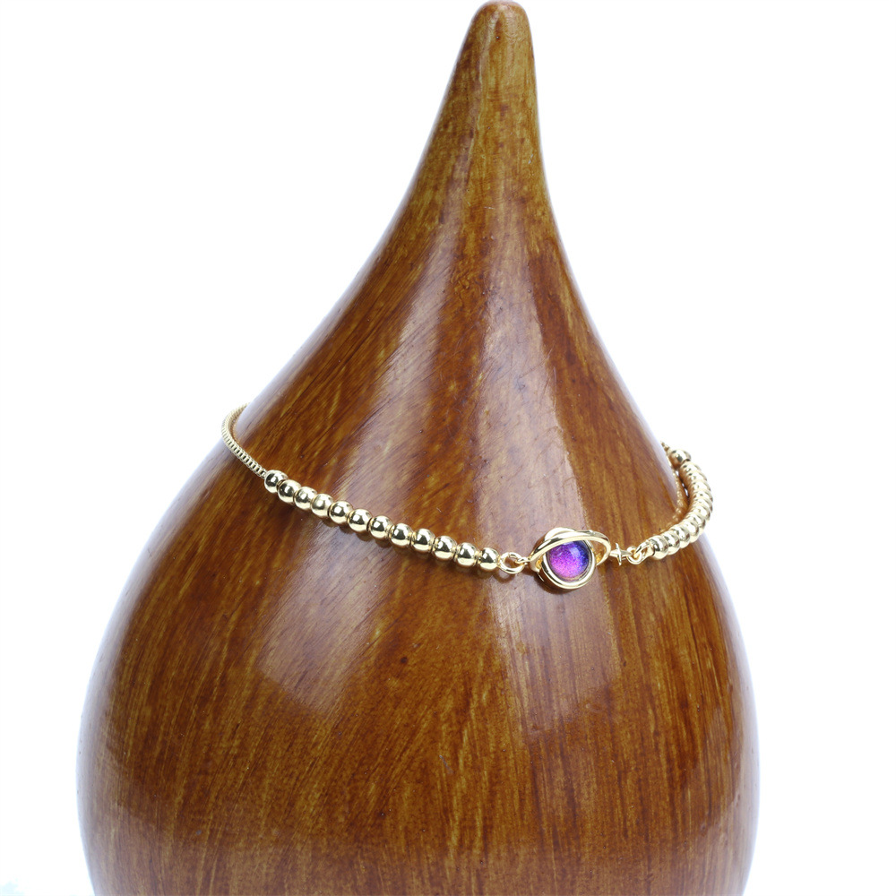 new fashion cosmic planet crystal female pull gold bead copper bracelet