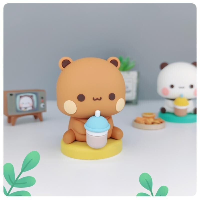パンダ 1 と 2 と Bubu デスクトップ人形フィギュア車の装飾品漫画かわいいアニメーション装飾品トレンディなおもちゃ人形|undefined