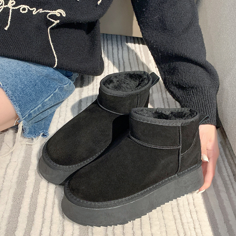 2023 new autumn and winter women's casual thick-soled snow boots plus velvet, thickening and heightening one-leg snow cotton shoes and cotton boots_voghion.com