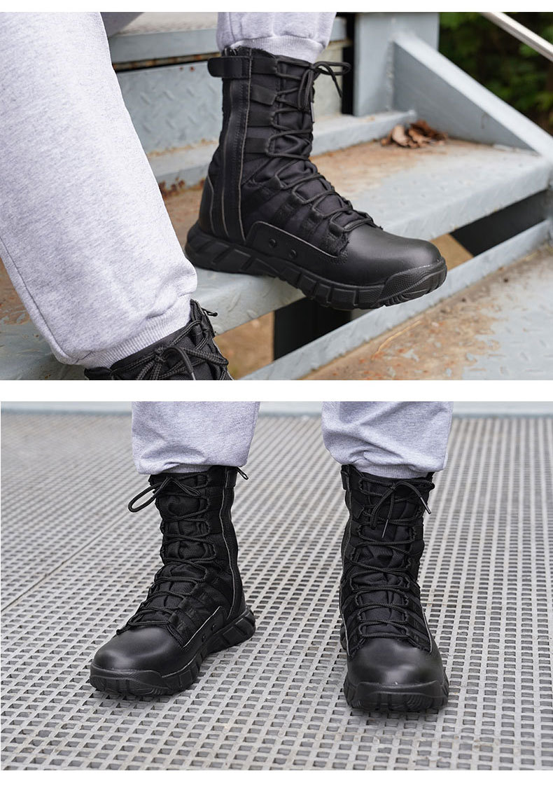 New high-top combat boots Green desert boots Brown boots Light combat boots Training boots_voghion.com