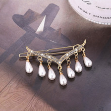 韩版网红个性V型发夹仿珍珠挂坠流苏青蛙扣少女刘海边夹夹子