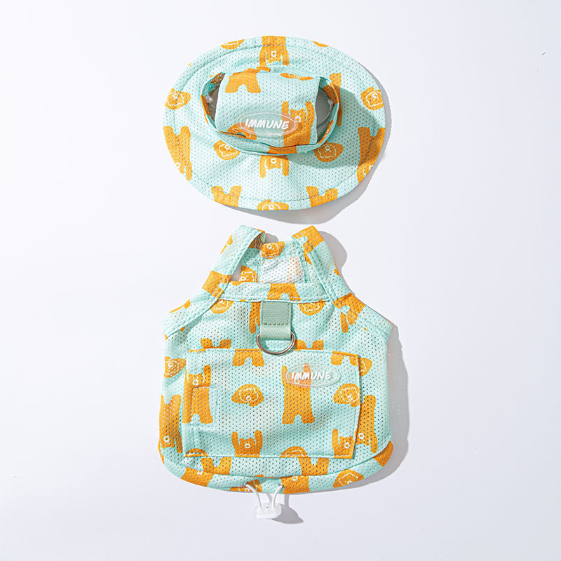 Spring and Summer Puppy Clothing Breathable Elastic Bear Traction Cool Clothing Hooded Suit Bichon Cooling Pet Clothing