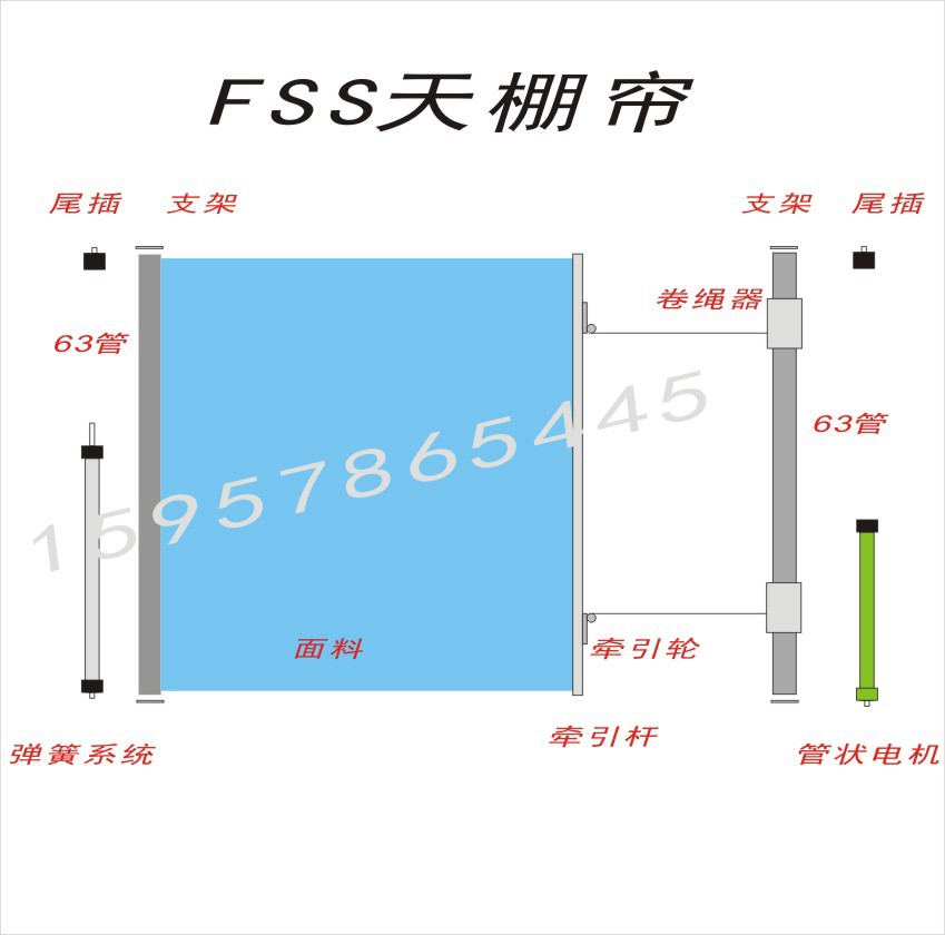 电动FSS卷轴式天棚帘管状电机遥控控制卷绳器扭簧牵引杆按需列单