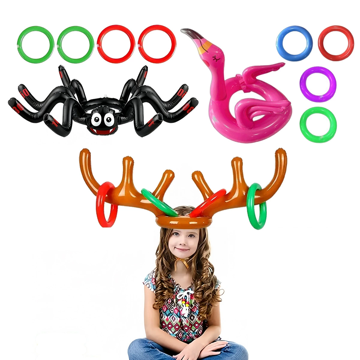 Рождественская вечеринка надувной рога бросает реквизит для детей родитель-ребенок интерактивная игра игрушка паук надувной набор