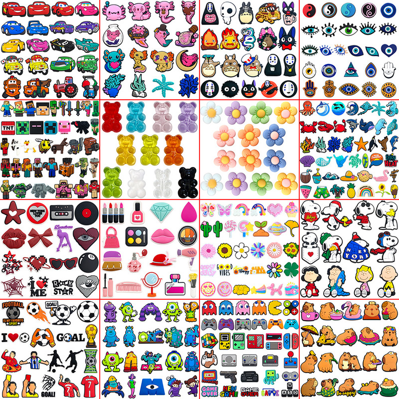 200 Sets of Croc Shoes Flower Cartoon Croc Shoes Accessories Shoe Buckles DIY Soft Rubber Shoe Accessories Temu Amazon Hot Style