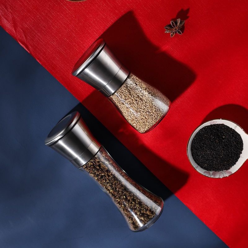 不锈钢研磨器手动玻璃研磨器研磨花椒粉器现磨碎海盐颗粒|undefined