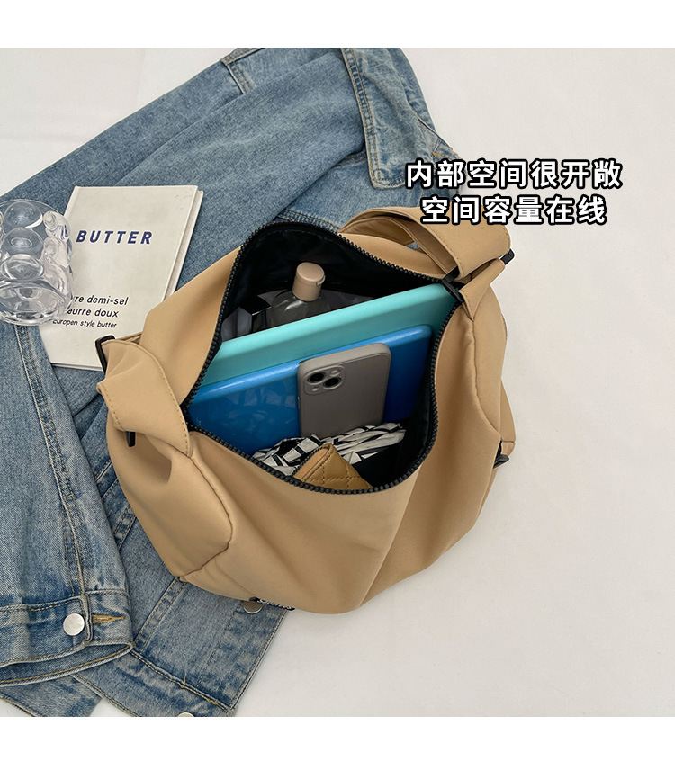 2025 summer new style simple and versatile university student solid color comfortable sports backpack shoulder bag men's lightweight crossbody bag women's