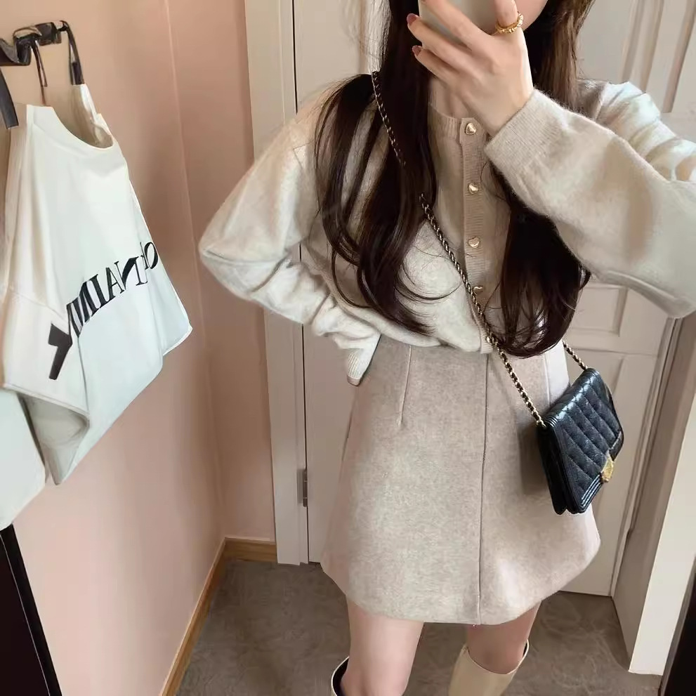 Dulce tierno amor botón rosa suéter cardigan suelta mujer coreana invierno invernal cortos abrigo de punto chaqueta superior