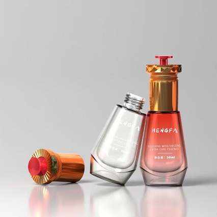 Esencia cónica transparente Botella vacía Productos para el cuidado de la piel Líquido original Bomba de goteo Material de embalaje 50ml Botella de loción de vidrio de gran capacidad