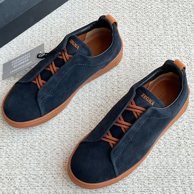 European Station 2026 New Men's Genuine Leather Thick-Soled White Sneakers Trendy Versatile Slip-On Casual Shoes