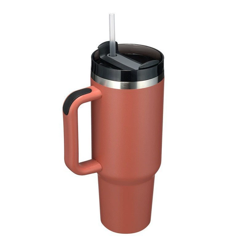 Двухслойная стеклянная кружка для чая, 40 oz (1200 мл), утолщённая, с крышкой и трубочкой