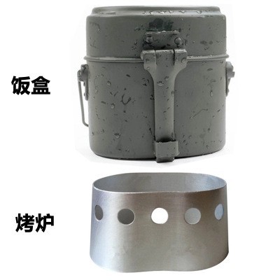 Bento alemán ventilador militar caja de almuerzo vintage nostálgico al aire libre multi-funcional caja de almuerzo traje hervidor de aluminio barbacoa caja de almuerzo