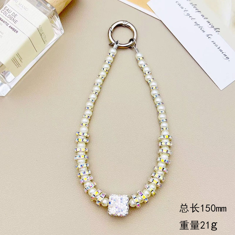 [화이트] 풀 다이아몬드 스퀘어 라인스톤 비즈 팔찌