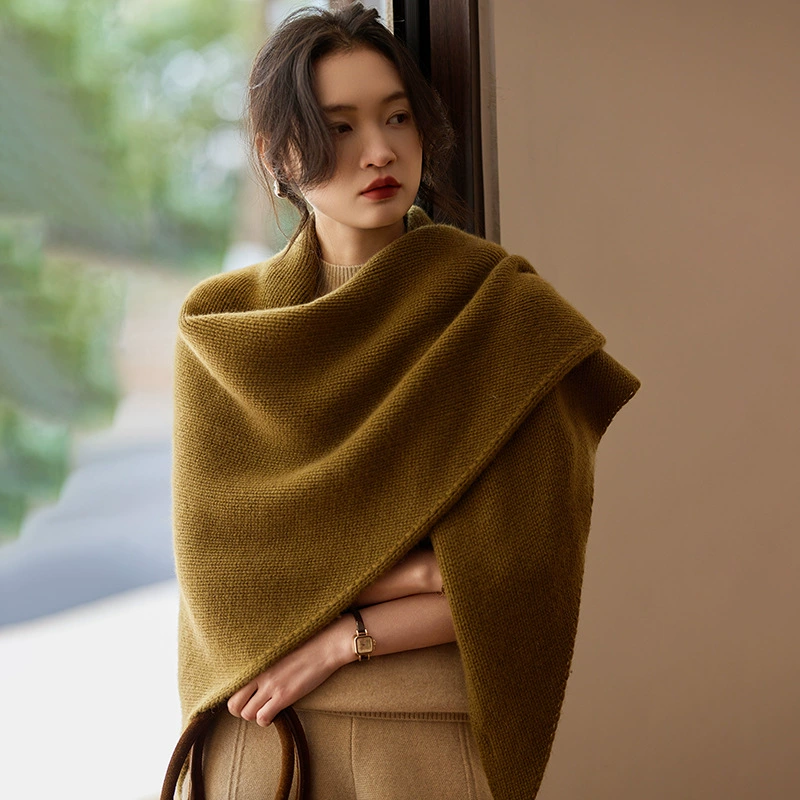 Элегантный детский шарф из вельвета, однотонный, простой, высококачественный, теплый, трикотажный, 100% чистый кашемир, треугольный платок-шарф