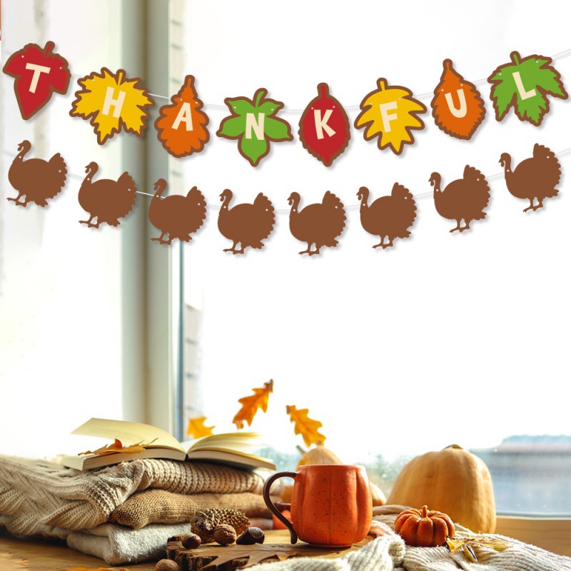 Nuevo producto Otoño Decoración de la fiesta de Acción de Gracias Bandera de la bandera de la bandera de la bandera Fiesta de la cosecha Decoración al aire libre