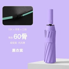 60骨自动大号黑胶防晒防紫外线太阳伞女折叠广告伞晴雨伞定制logo|undefined