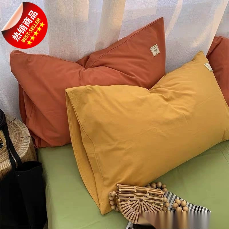 Наволочки из стираного хлопка, однотонные наволочки, две простые одинарные пары в японском стиле