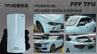 Anti-Yellowing, Hydrolysis-Resistant, Colored Ppf, Automotive Film - 15215m-5-years-warranty-tpu-bentley-glacier-blue-water-sticker