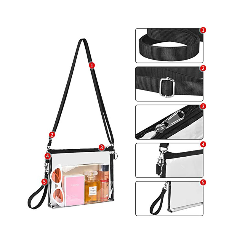Transparent Pvc Waterproof Crossbody Bag For Coins And Makeup_voghion.com