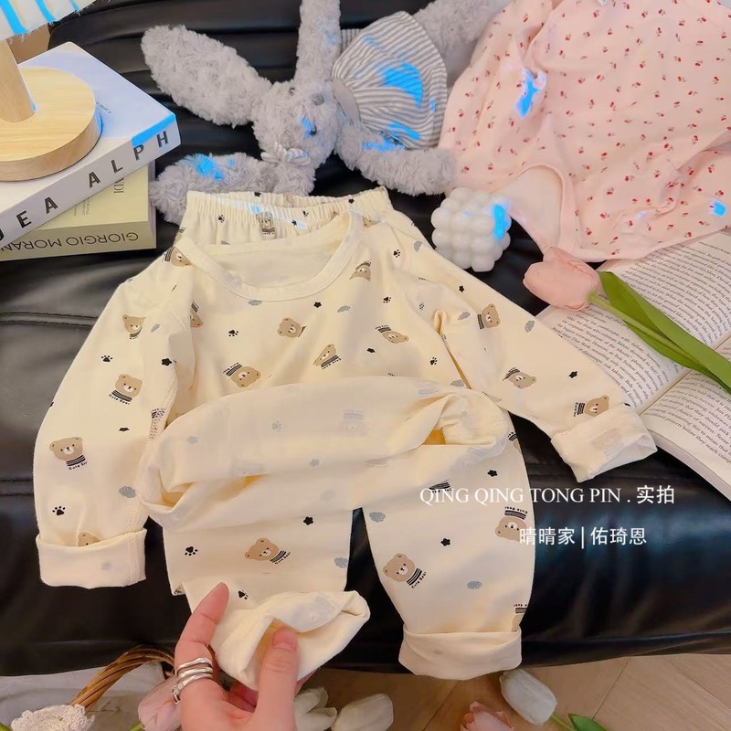 儿童秋衣秋裤套装男女童保暖内衣莱卡无骨纯棉打底宝宝家居服睡衣|undefined