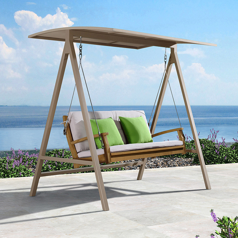 Swing al aire libre patio terraza villa de aluminio jardín impermeable sala de sol residencial al aire libre sillón doble
