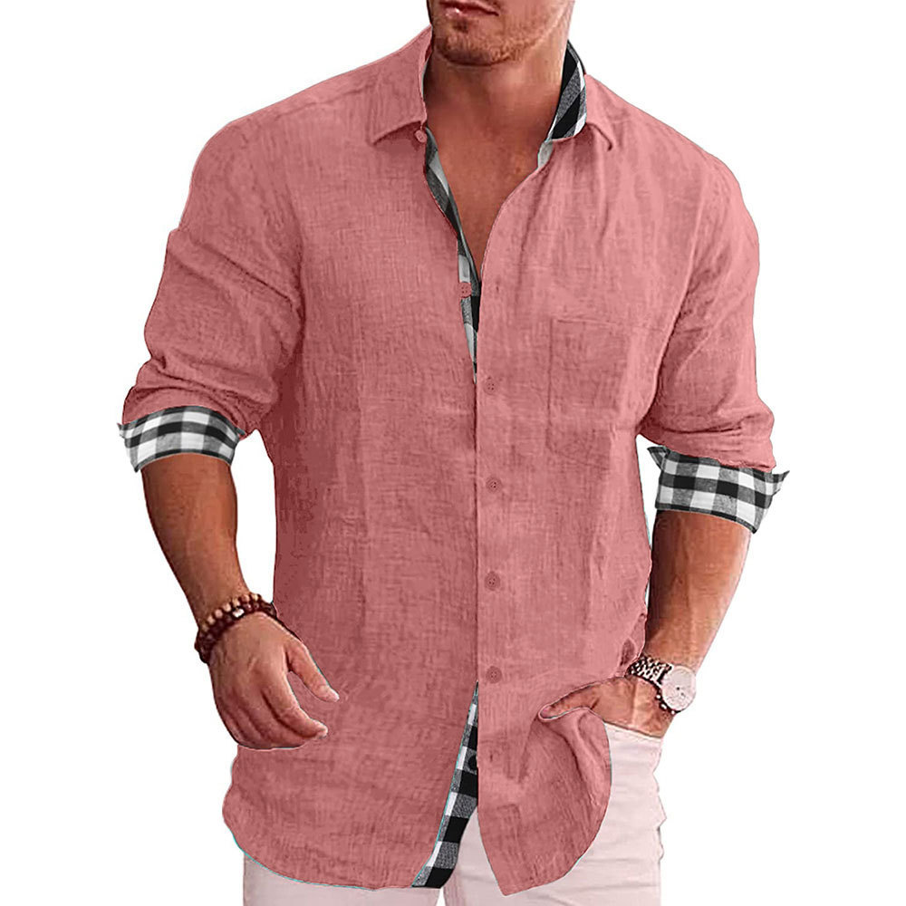 Men's Blouse Long Sleeve Blouses Casual Solid Color display picture 3
