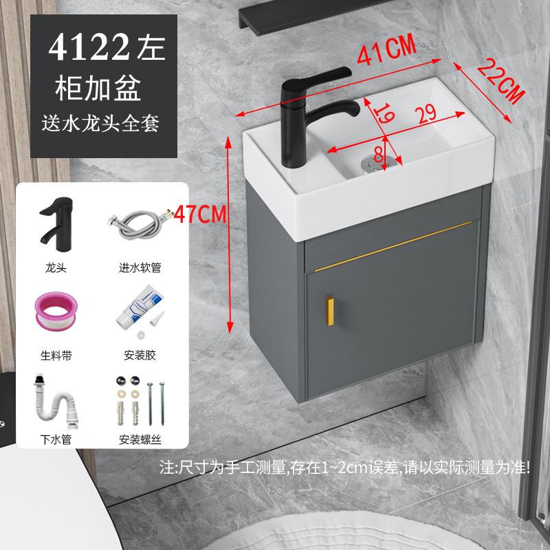 Baño pequeño mini lavabo lavabo espacio gabinete de baño de aluminio combinación de tamaño pequeño lavabo ultra estrecho