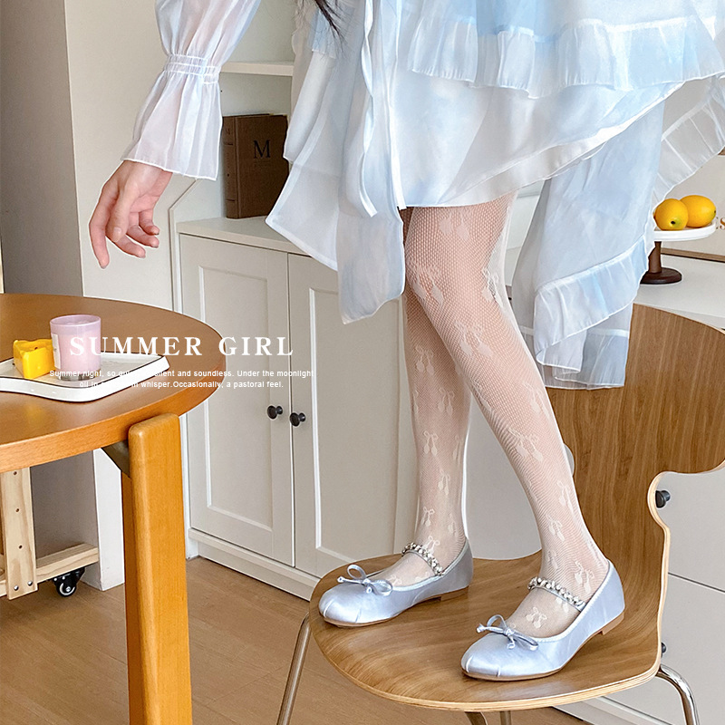 2024 nuevo anti-snagging jacquard alto elástico pantimedias Lolita White bottoming Thin Hollow Cherry sexy calcetines de malla