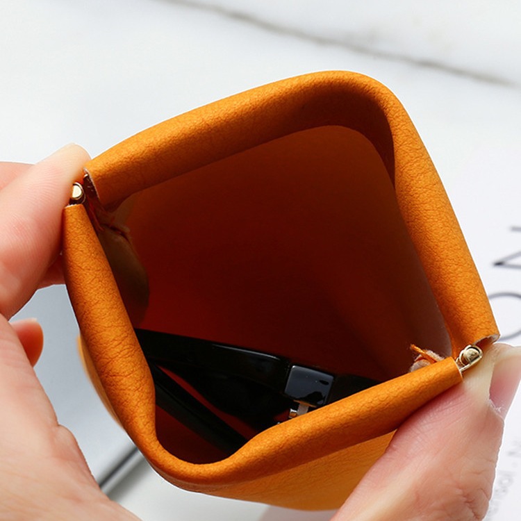 Eyeglass case sunglasses sun glasses unisex storage sleeve spring-lip automatic closure eyeglass bag leather eyeglass case
