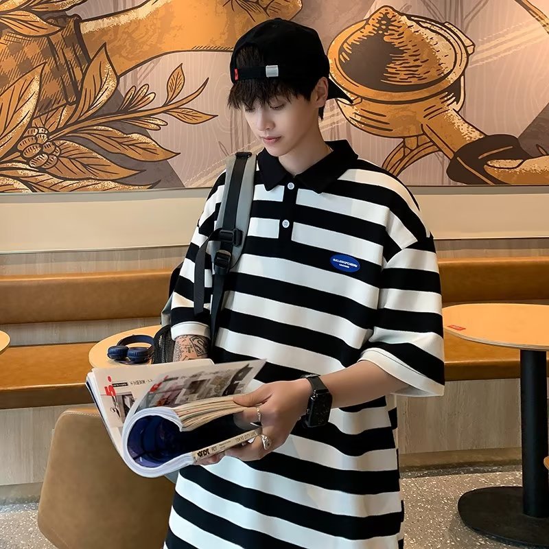 Camisa polo de manga corta con solapa Camiseta de verano de marca de moda para hombres Versión coreana de la tendencia delgada 2024 nueva camiseta de todo fósforo