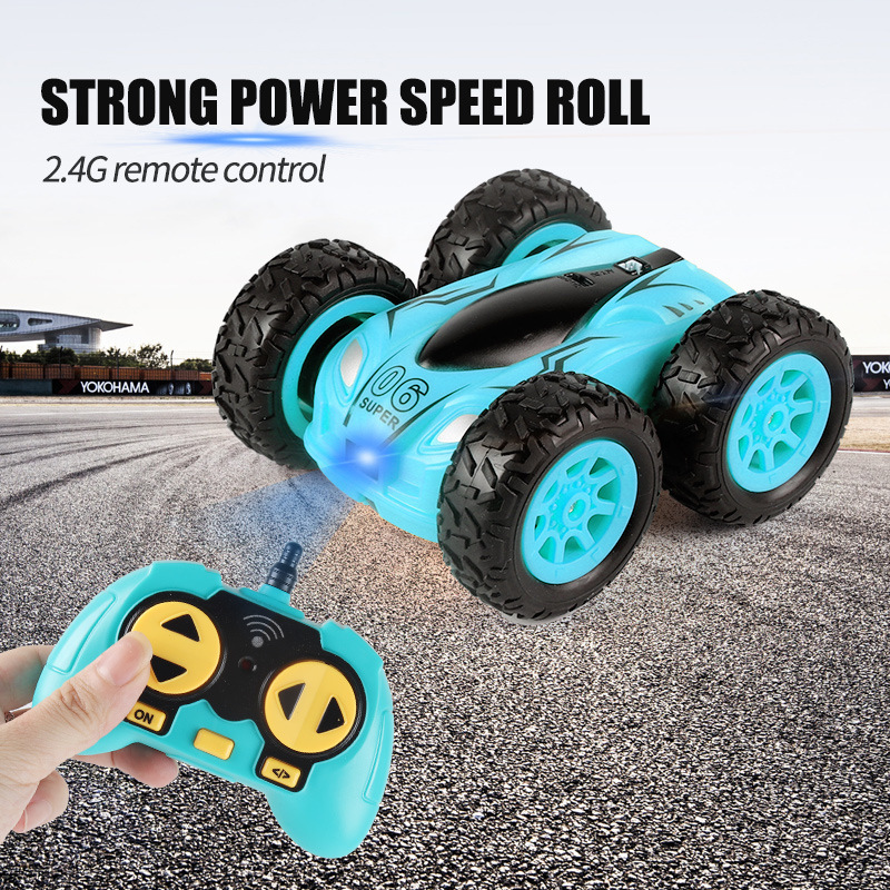 Cross border toys Mini high speed remote control Two-sided Stunt Car 360 Roll charge children Toy car
