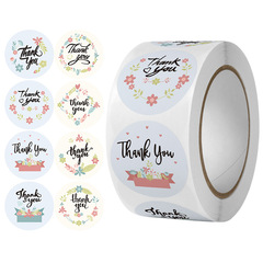 500/roll Colorful Floral Coated Paper Stickers Rose Thank You Labels Holiday Birthday Wedding Envelope Decoration