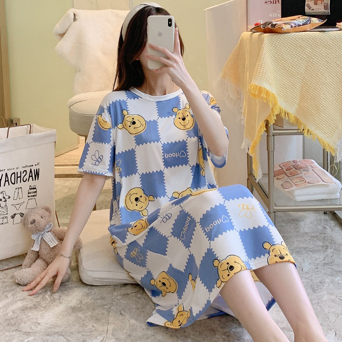 Corea del Sur Comercio exterior transfronterizo camisón de estilo coreano de las mujeres de verano de manga corta de media longitud de dibujos animados dulce lindo desgaste exterior Sudeste Asiático