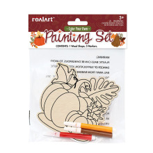 感恩节图案儿童木质工艺品水彩笔绘画涂鸦木片彩绘套装