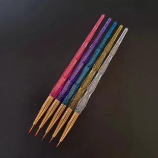 Factory Direct Sales Transparent Five-Color Bamboo Pole Pull Pen 5-Piece Set of Manicure Pens Cross-Border New Style