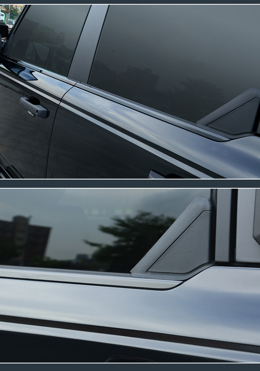 Suitable for Ford Bronco Stainless Steel Window Trim Strips, Black Warrior Chrome-Plated Bright Strips, Special Accessories for Modification