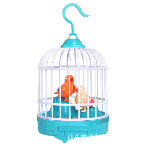 Novelty Sensory Sound-Controlled Simulation Bird Cage Tourist Attraction Temple Fair Child Gift Sound-Controlled Mini Bird Cage Street Stall Toy