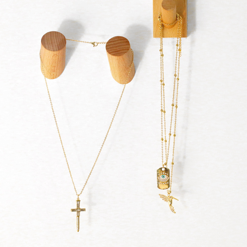 fashion dripping oil inlaid zircon eye pendant copper necklace wholesale