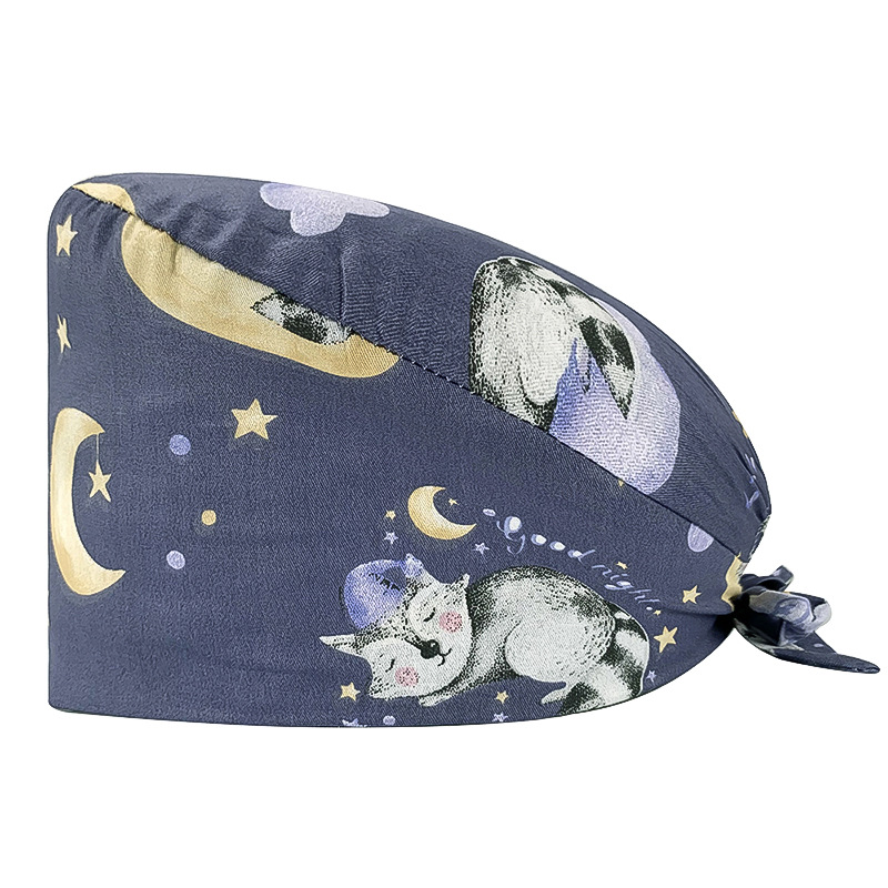 Gorro quirúrgico de algodón puro de las mujeres impreso ajustable calabaza tapa confinamiento quimioterapia a prueba de polvo puntera enfermera trabajo sombrero hombres