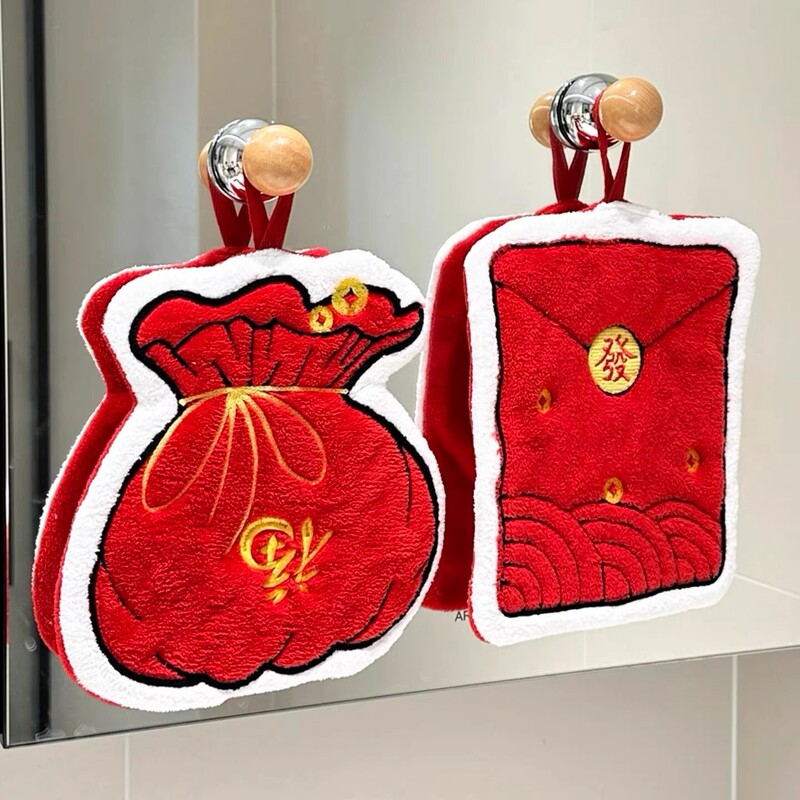 Cute Hanging Hand Towel for Kitchen and Bathroom, Thick Coral Fleece Hand Towel, New Year Towel, Gift Item Cute Hanging Hand Towel for Kitchen and Bathroom, Thick Coral Fleece Hand Towel, New Year Towel, Gift Item