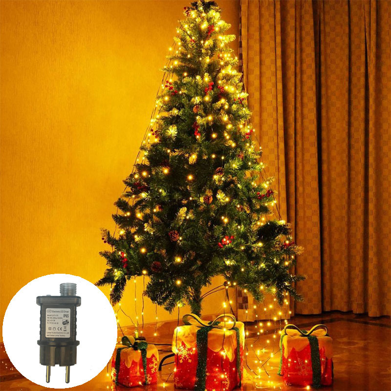 Transfronterizo nuevo anillo de línea de cuero verde oscuro árbol de Navidad iluminación de techo colgante árbol decoración de color iluminación parpadeante LED string