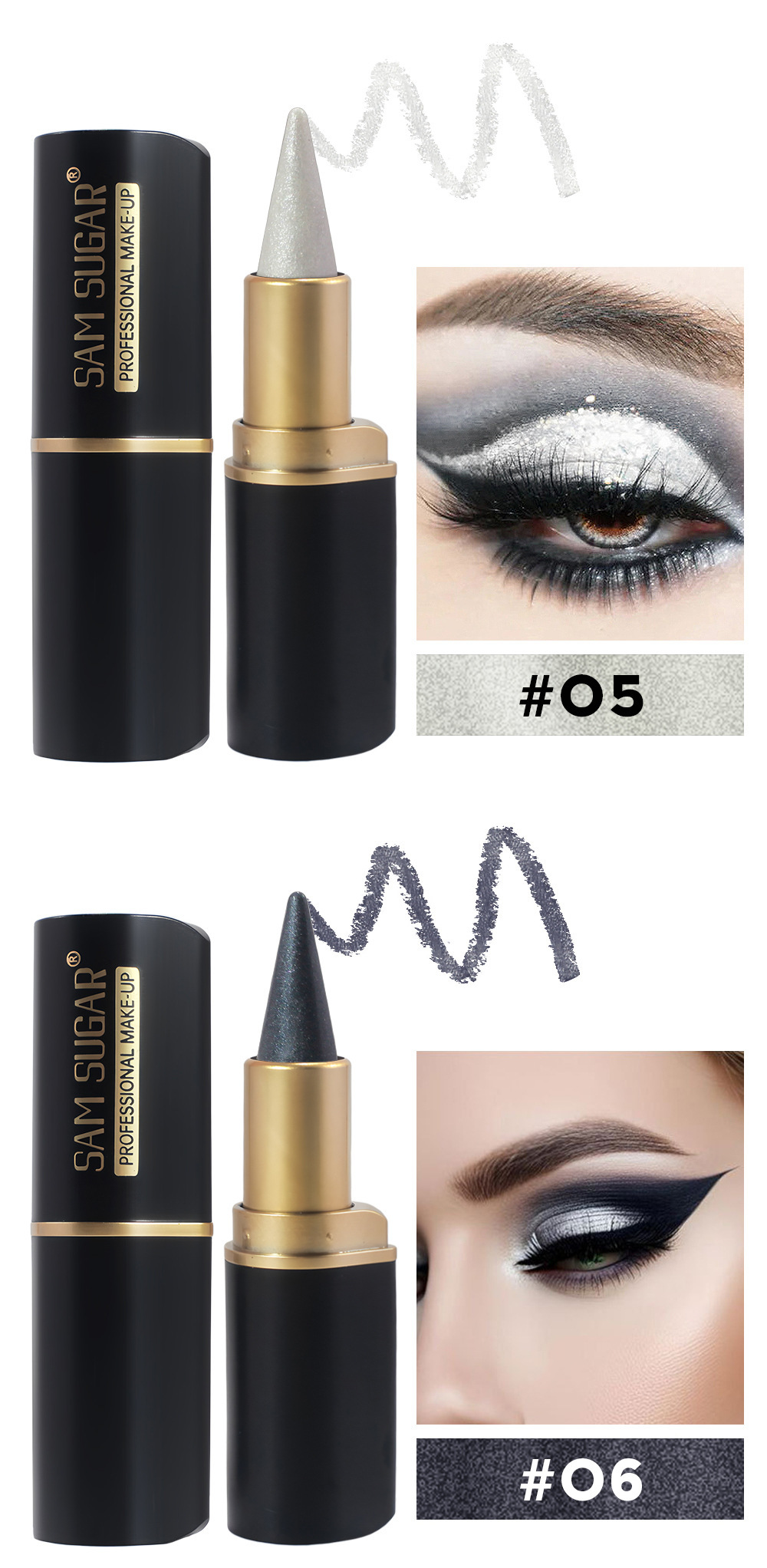 Matita labbra opaca SAM SUGAR, ombretto ricco a testina singola, eyeliner solido multicolore a lunga durata_voghion.com