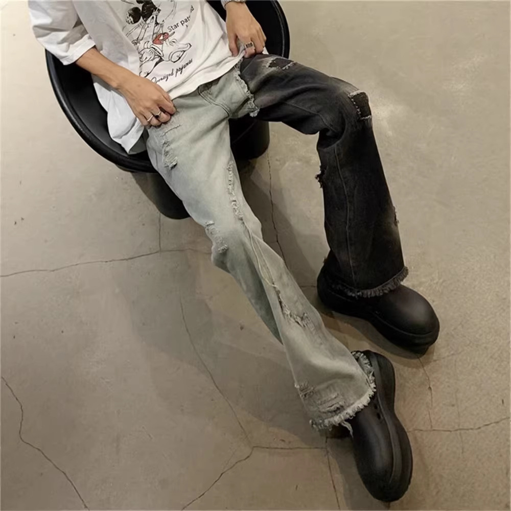 Men's Summer High-Waist Hip Hop Personality Letter Print Jeans Trendy Handsome Trousers New Style Streetwear_mkmklike.com