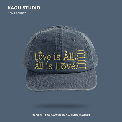 Vintage Washed Denim Duckbill Hat for Women Korean Style Face-Smoothing Wide Brim Sun Hat Fashion Embroidered Trendy Hat for Men Baseball Cap